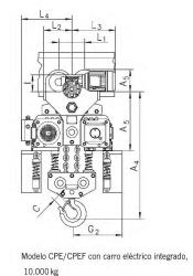 HOIST WITH ELECTRIC MOVEMENT TROLLEY CPE 100-2-180-300 MM 400 V 50 HZ 42 V 10000 KG 4 3  REF. YALE N06000003